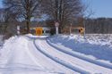 Triebwagen der ODEG im Winter n&ouml;rdlich von Britz