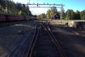 Blick auf die Gleisanlagen des Bahnhof Tinnoset